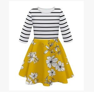 Stripped floral flare dress